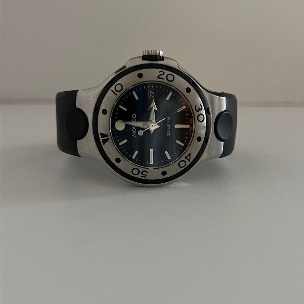 Movado Black and Silver Watch